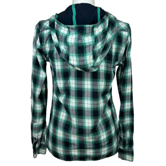 Horny Toad Adjunct Hoodie Plaid Zip Shirt Jacket Flannel S Green Organic Cotton - Picture 5 of 11